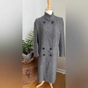Vintage Larry Levine Gray Wool Tweed Coat Petite 6P EUC